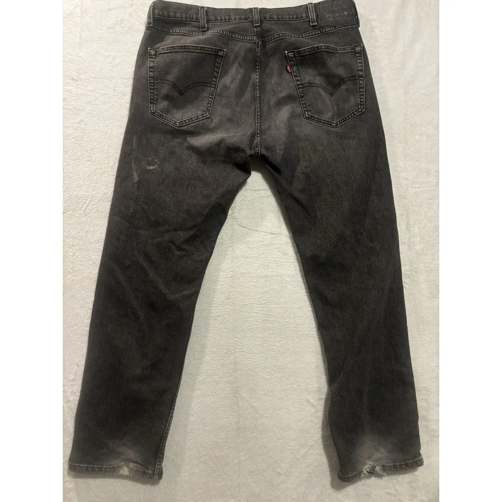 Levis 505 Jeans Mens 38x29 Black Straight Leg‎ Regular Fit Denim  Distressed